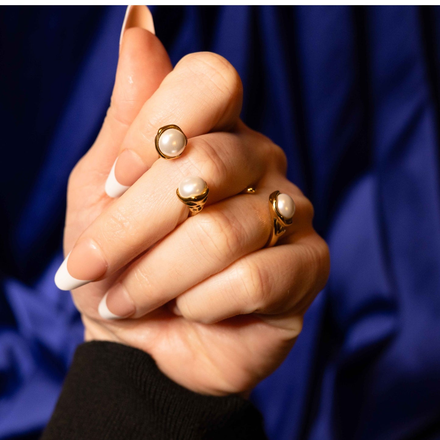 Anneaux Perlés - Pearl Rings 16K White Gold Plated