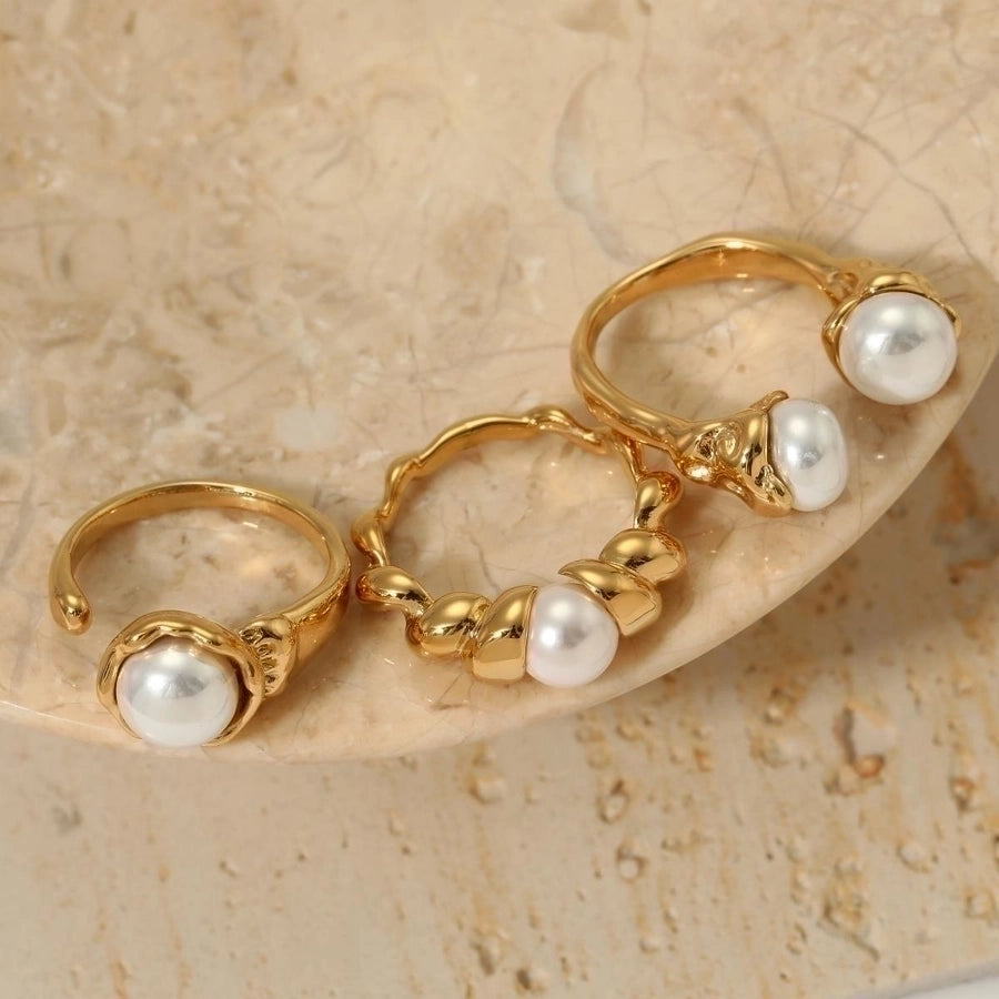 Anneaux Perlés - Pearl Rings 16K White Gold Plated