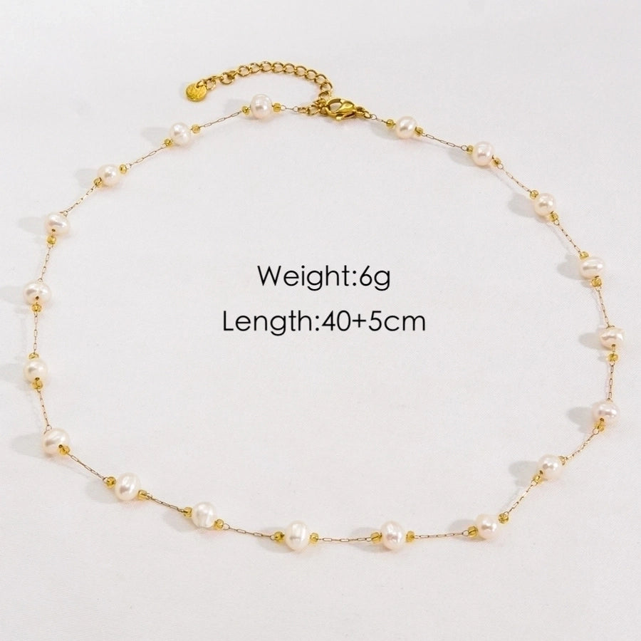 Ondes de Perles - Freshwater Pearl Necklace, Bracelet, Anklet 14k Gold