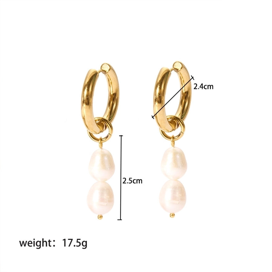 Larmes de Perle - 18K Gold Freshwater Pearl Plated Huggie Earrings