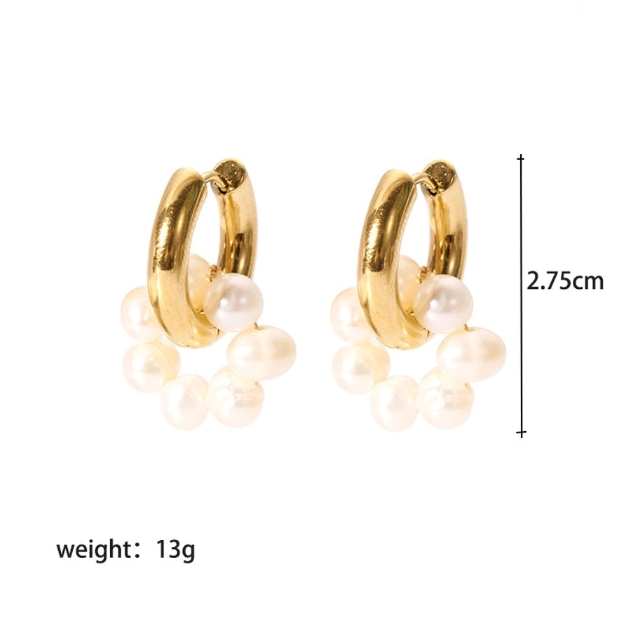 Larmes de Perle - 18K Gold Freshwater Pearl Plated Huggie Earrings