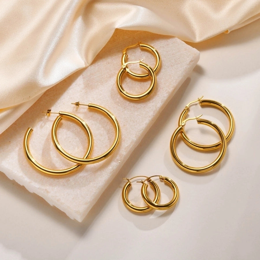Cercle Éclatant - 18K Gold Plated Hoop Earrings
