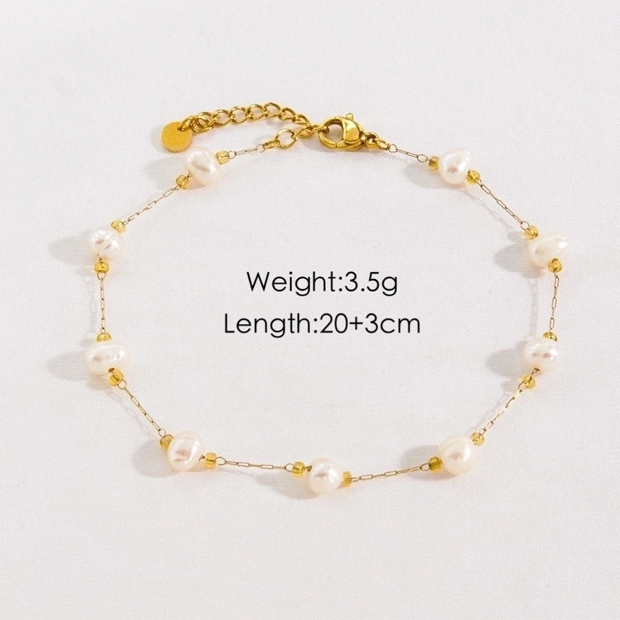 Ondes de Perles - Freshwater Pearl Necklace, Bracelet, Anklet 14k Gold