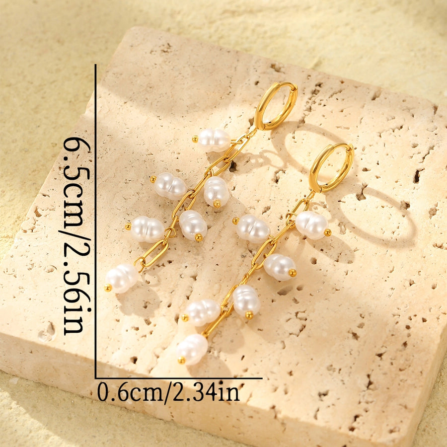Pluie Perlée - Cascading Pearl Tassel Earrings 18k Gold Plated