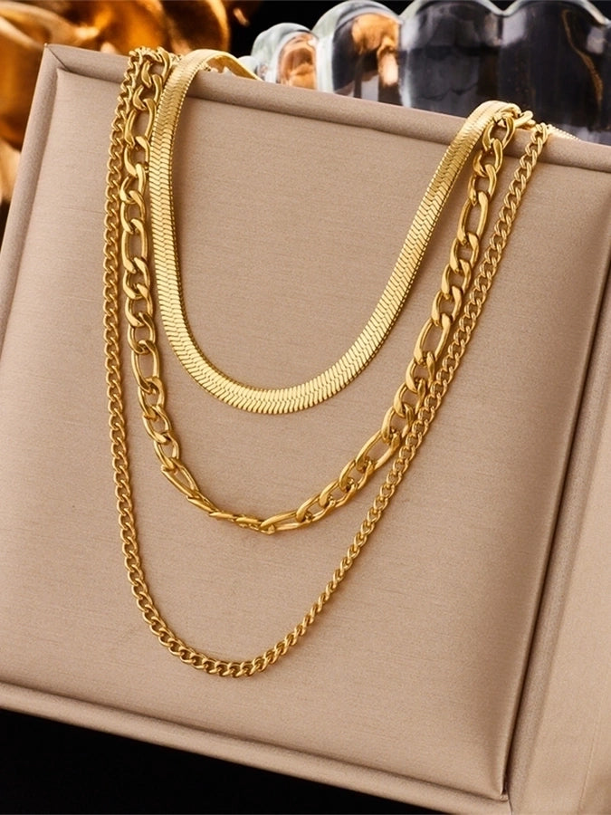 Cascades Dorées - 18K Gold Plated Layered Necklaces