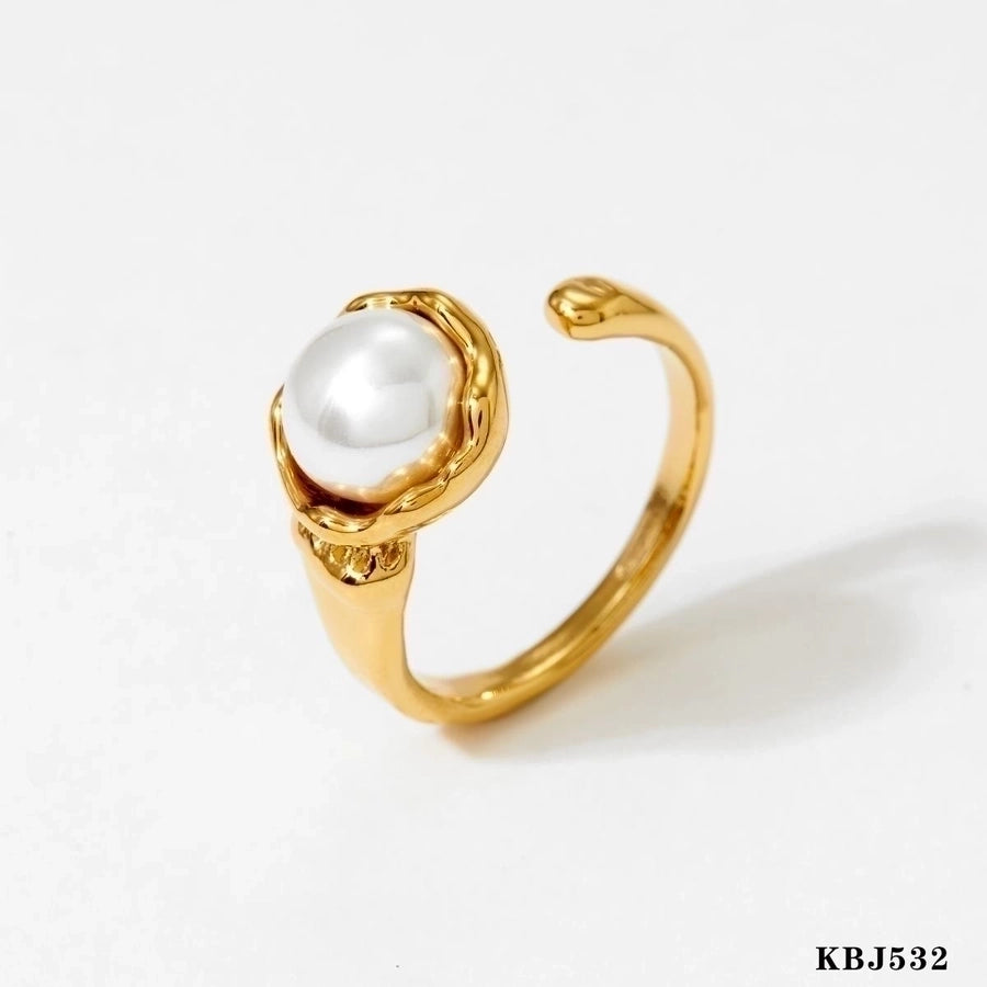 Anneaux Perlés - Pearl Rings 16K White Gold Plated