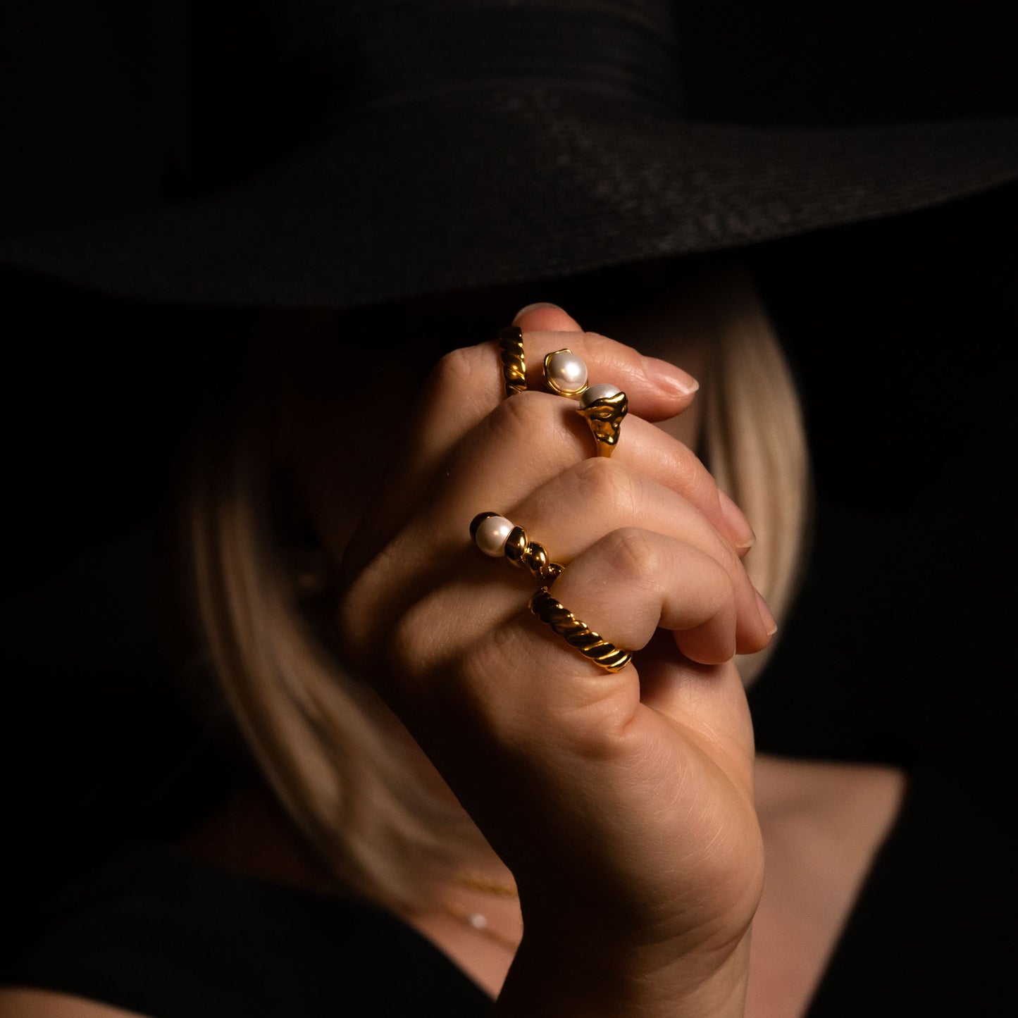 Anneaux Perlés - Pearl Rings 16K White Gold Plated