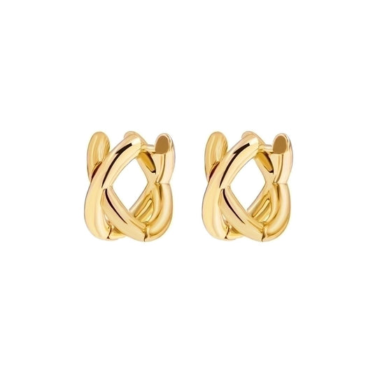 Lignes Entrelacées - X Gold Plated Huggies